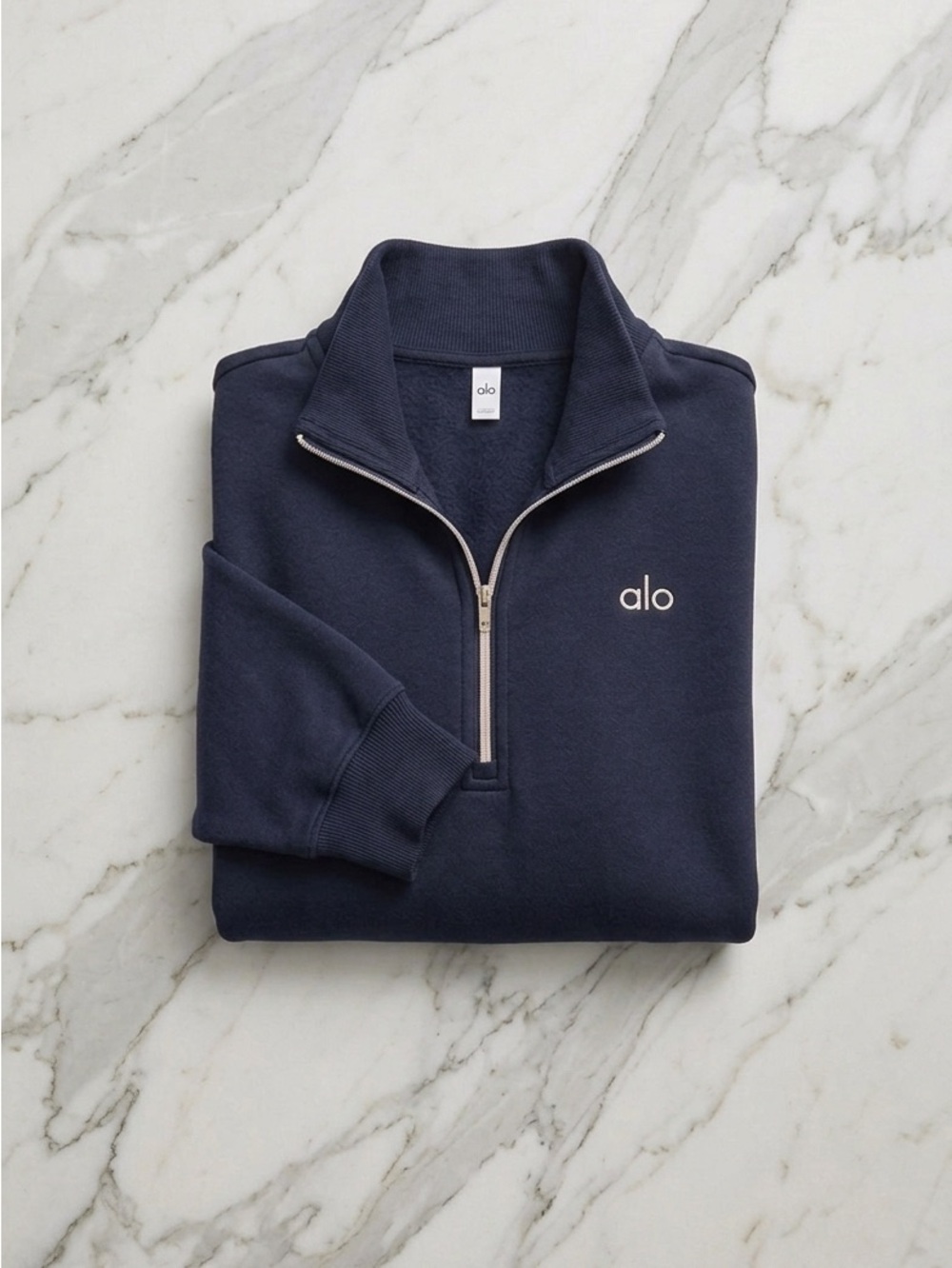 ALO Yoga Men’s Navy Half-Zip Pullover with Contrast Zip